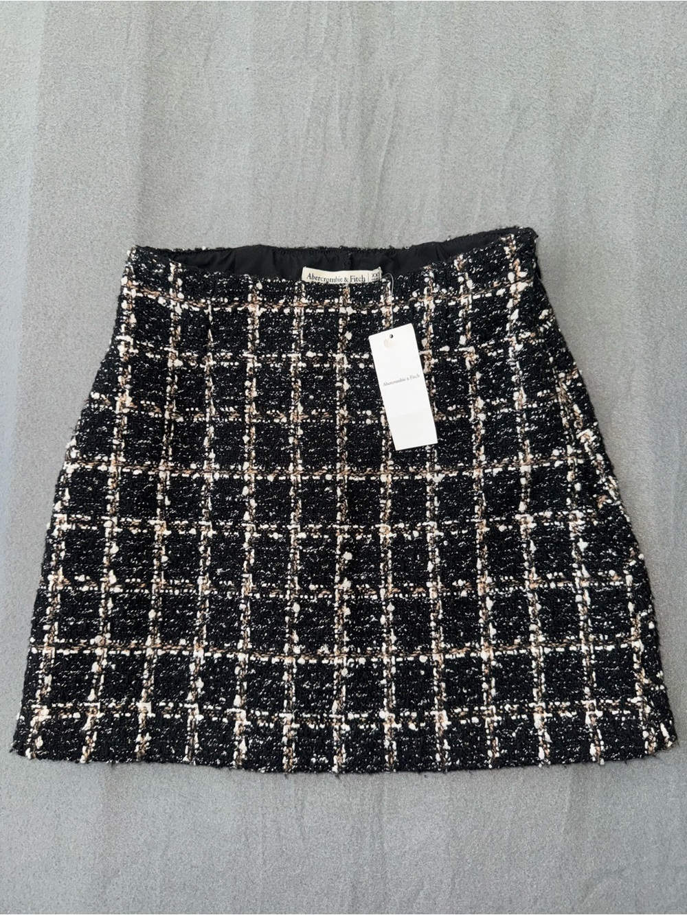 Abercrombie & Fitch XXS Bouclé Tweed Mini Skirt NWT Black Cream
